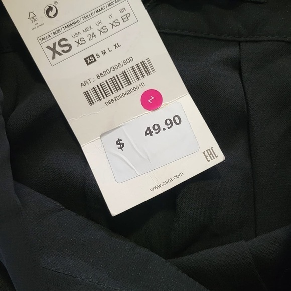 Zara Women’s  Dress Black Sleeveless Pleated Mini School Girl Box Sz XS - Picture 7 of 9